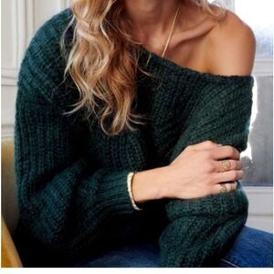 Sezane Simone French Mohair bottle green scoop back knit jumper sweater European